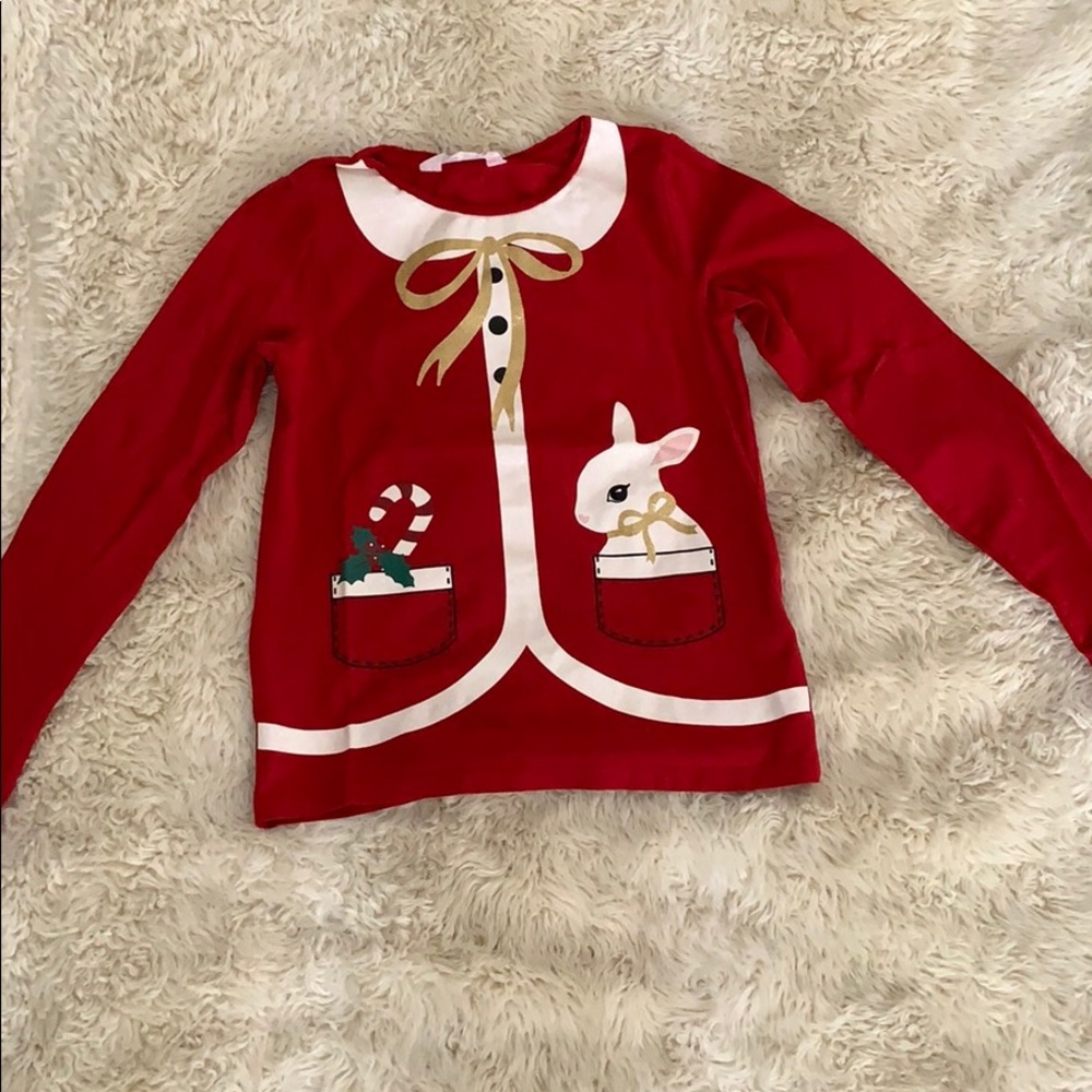 H & M Girl’s Red Christmas Long Sleeve Shirt Size 8-10 EUC